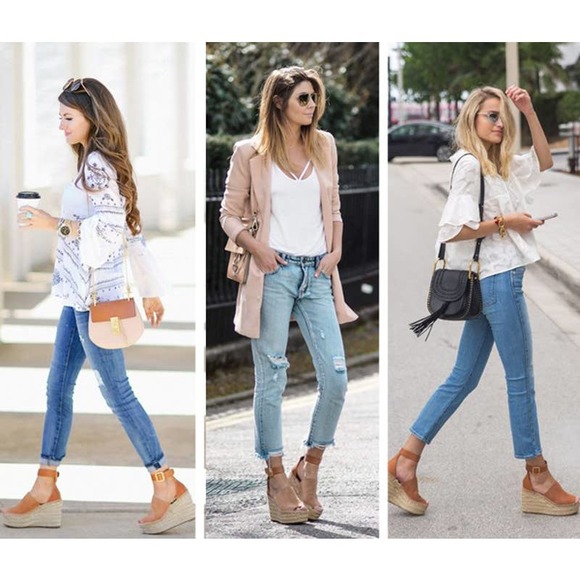 Chloe Shoes - Chloe Lauren Brown Suede Scalloped Leather Platform Espadrille Wedge Sandals 37